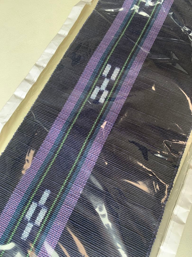 ミンサー　半幅帯　新品未使用　藍　紫