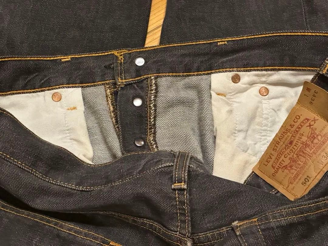 マ*リ様 USA製Levi's 501 先染めブラックデニム W34 L36