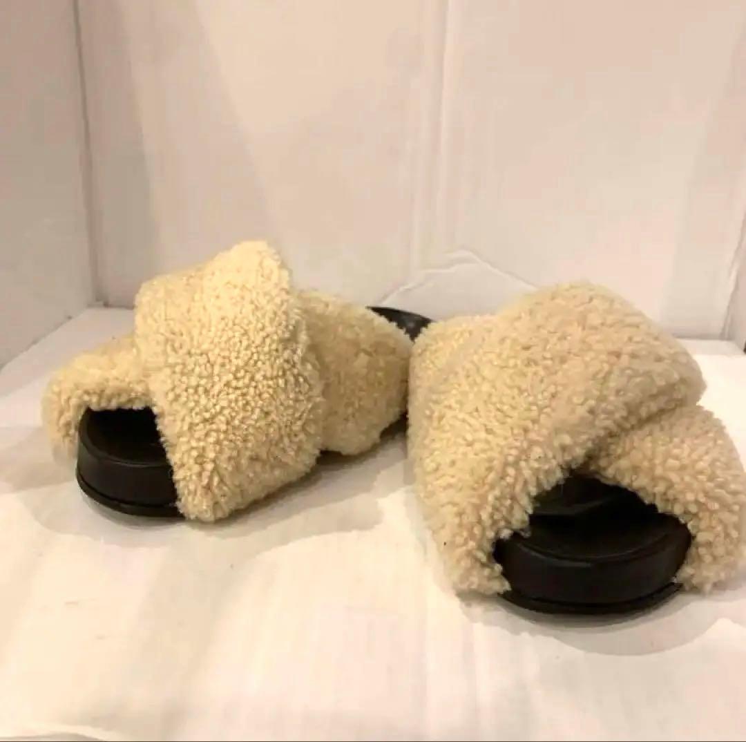 【美品】JIL SANDER サンダル 41 ファー付き 正規品 ジルサンダー