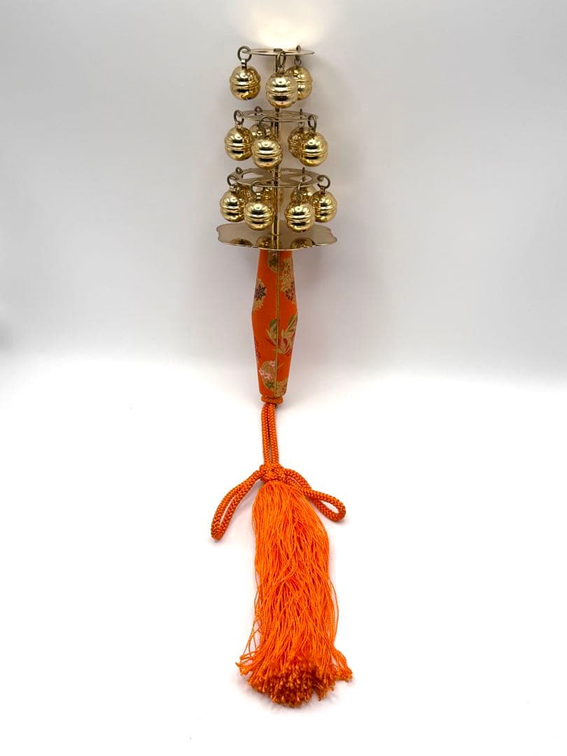 日本舞踊用鈴 花柄持ち手 巫女鈴　三番叟鈴　神楽　神楽鈴　日本舞踊　巫女　神社