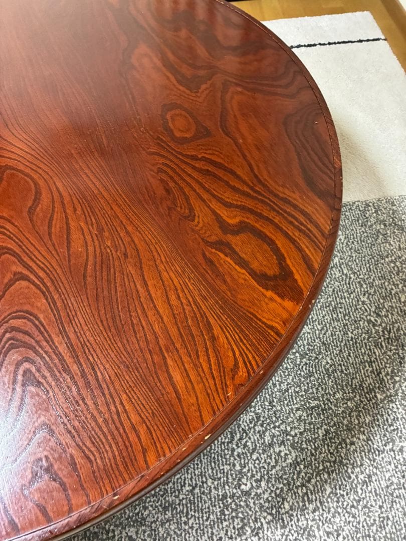 040 座卓・ちゃぶ台 円形/木製/ダークブラウン/古家具