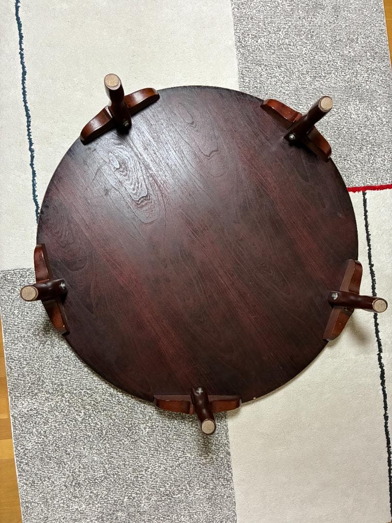 040 座卓・ちゃぶ台 円形/木製/ダークブラウン/古家具