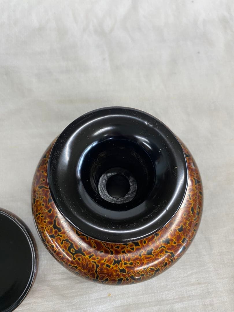 献茶台木製　虫喰塗　新品箱付き