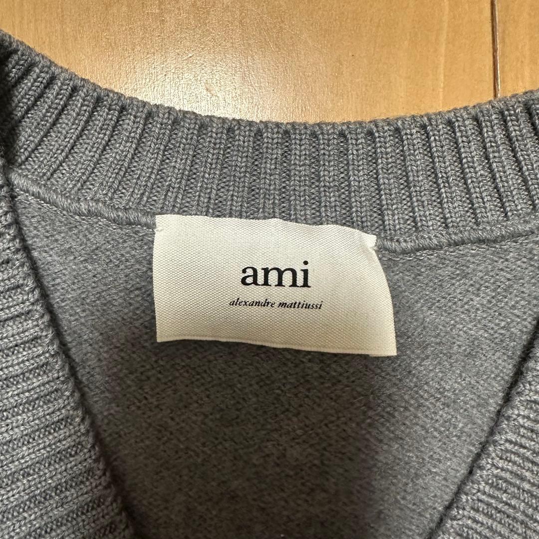 AMI PARIS アミパリス グレーニットベスト Lサイズ ポルトガル製
