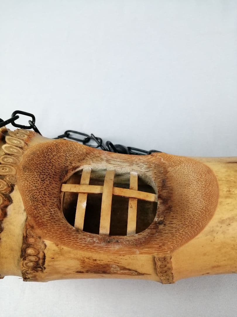 【茶事具】宗泰作　大徳寺紫野與雲和尚在判　銘 恵比寿　竹釣船花入れ　花入れ218