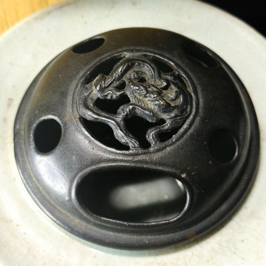 李朝骨董 古銅蓋青磁香炉 貫入入り 朝鮮王朝 古美術品 桐箱 コレクター放出美品