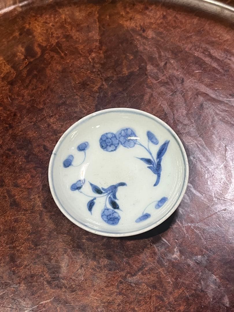 古伊万里　藍九谷　無傷完品　藍柿右衛門　豆皿　小皿　民藝　民芸　平盃　そば猪口