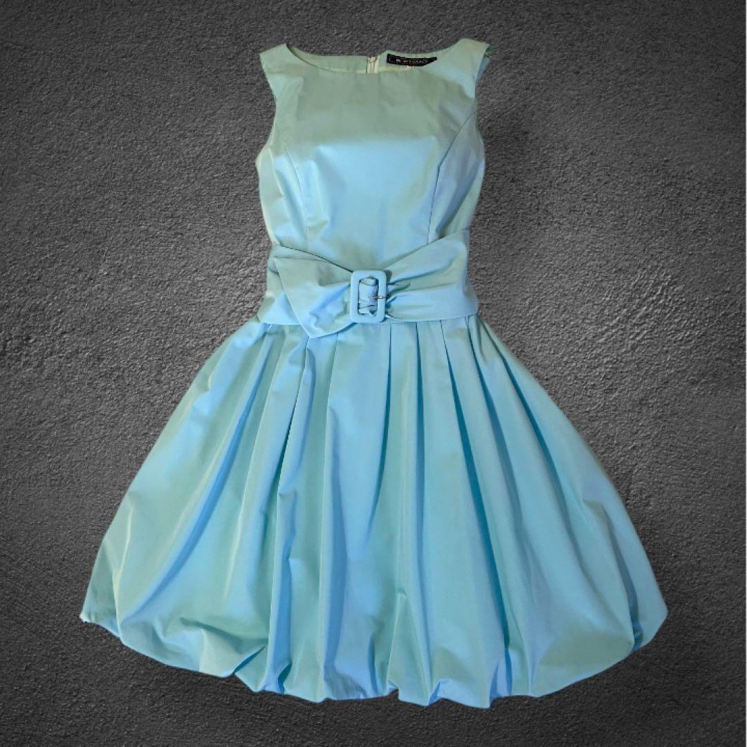 M'S GRACY 水色 バルーンワンピース　エムズグレーシー　ブルー　ドレス