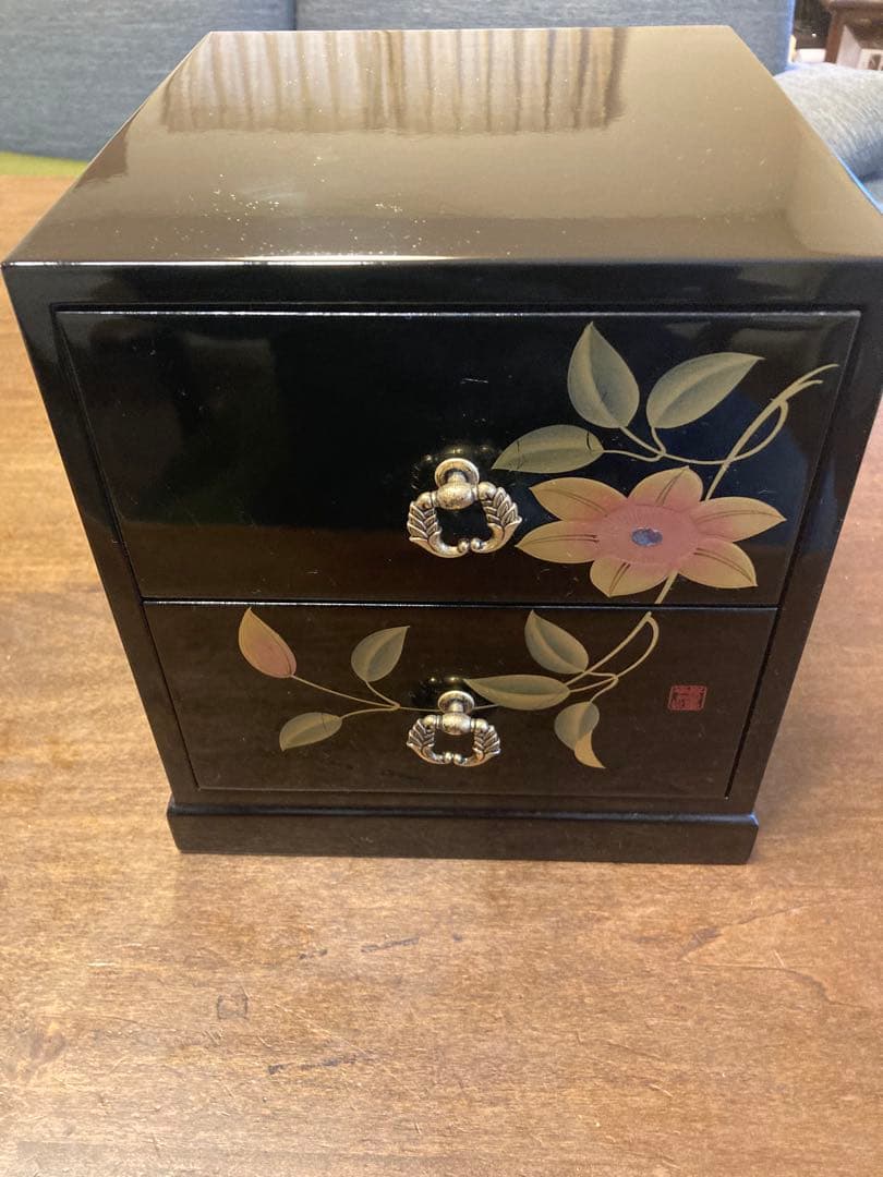 会津塗　鉄仙 小物箪笥2段（カシュー漆塗装）