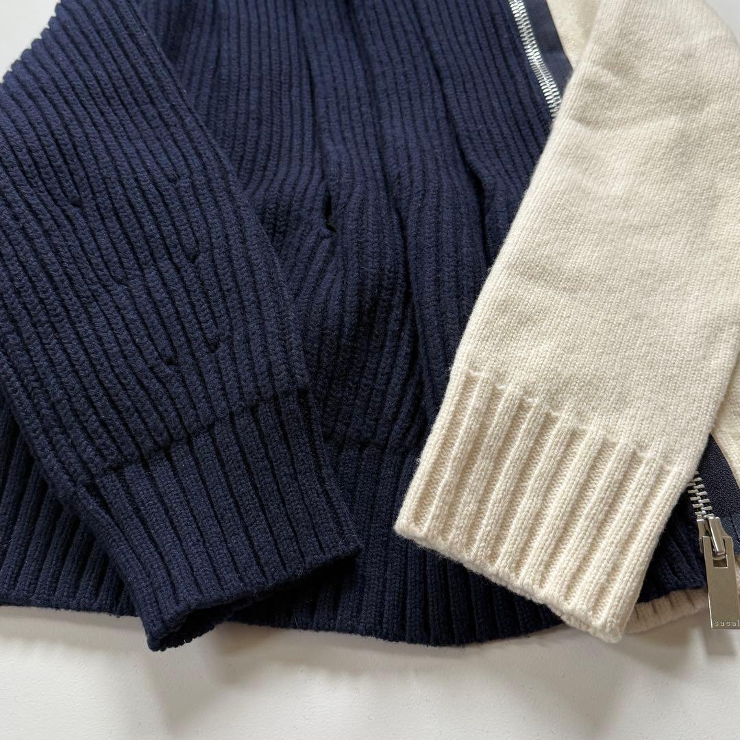 希少✨sacai 21aw Wool Kint Zip up Blouson