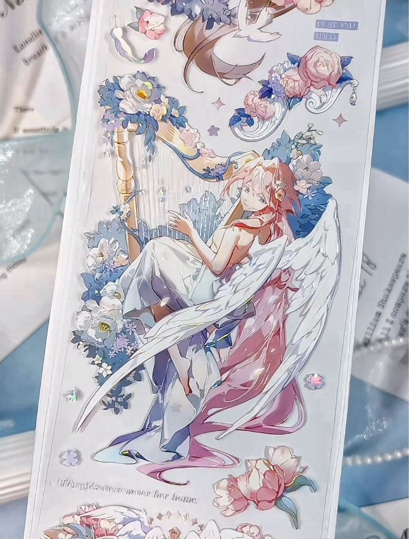 【9468】海外　マステ3/5/巻　貝殻光マスキングテープ　天使　女の子　人物系