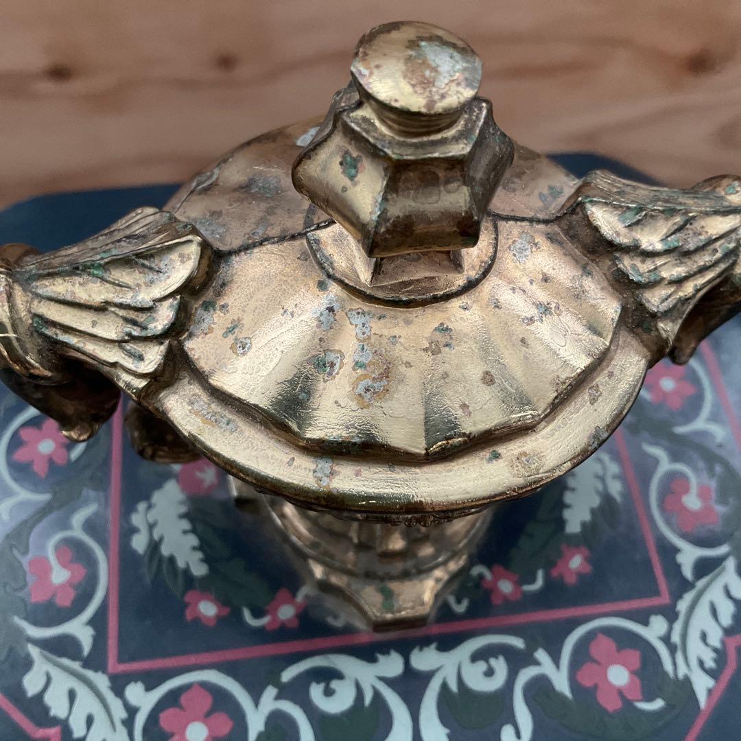 日本美術時計 Nマーク ステンドグラス風　ゼンマイ振り子式置時計 4面ガラス