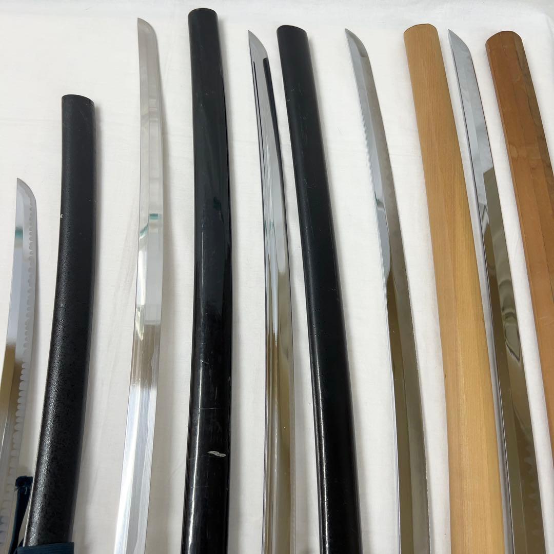 【傷あり】模造刀 8本 まとめ 透かし鍔 樋入り 太刀 脇差 白鞘
