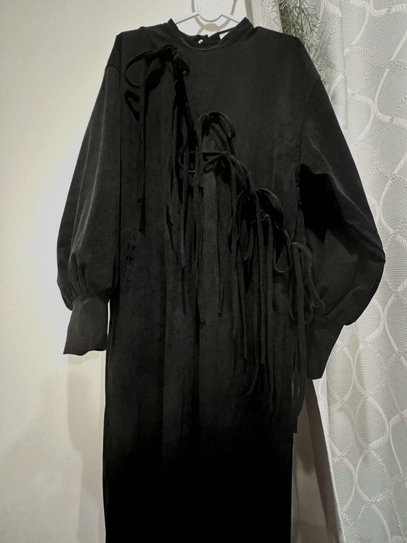 pernaコーデュロイリボンオールインワン