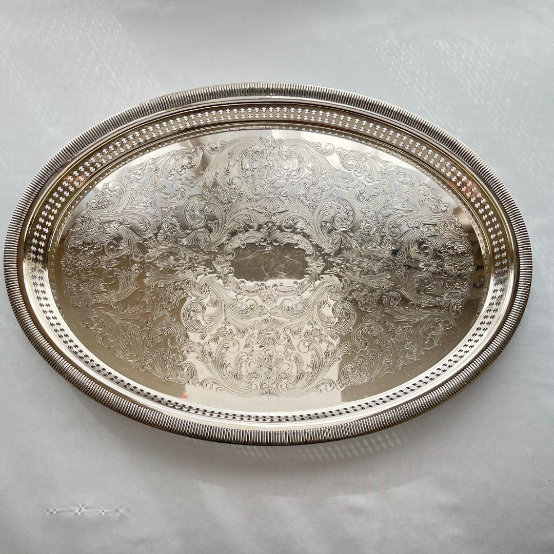【RODD】ギャラリートレー オーバル型 47cm 【シルバープレート】 大盤