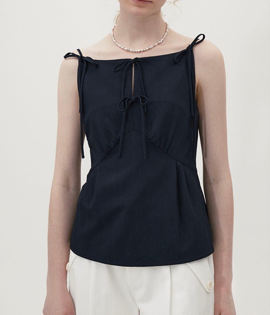 ボートネック フロントリボン キャミソールトップス 【Fano Studios】