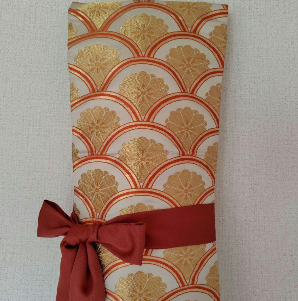 お琴カバー【菊】着物帯 ゆたん油単ハンドメイド 和楽器 正絹 袋帯 生田流山田流