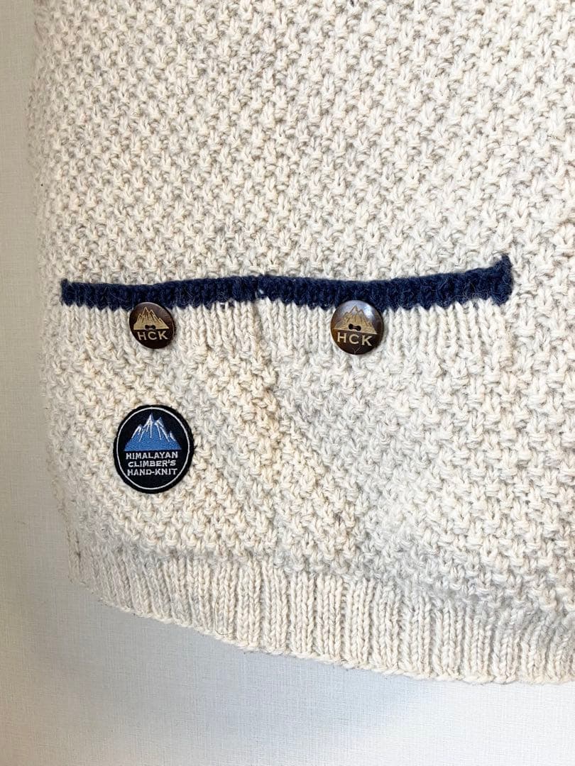 美品　手編みヒマラヤン クライマーズハンドニット ケーブル編み ニットベスト　M