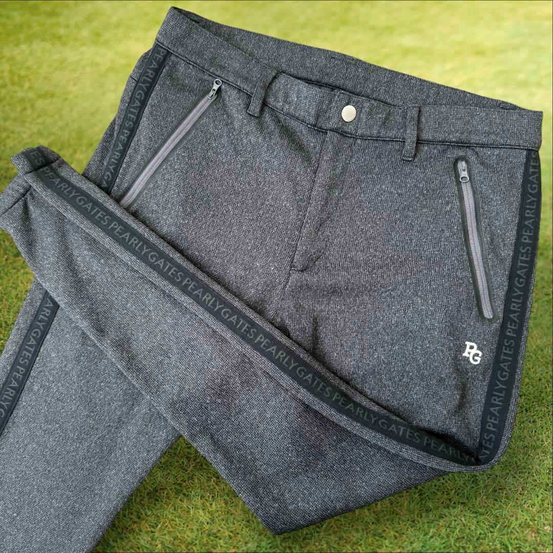 裏起毛　パーリーゲイツ　ジョガーパンツ　XL〜XXL グレー　ロゴサイドライン