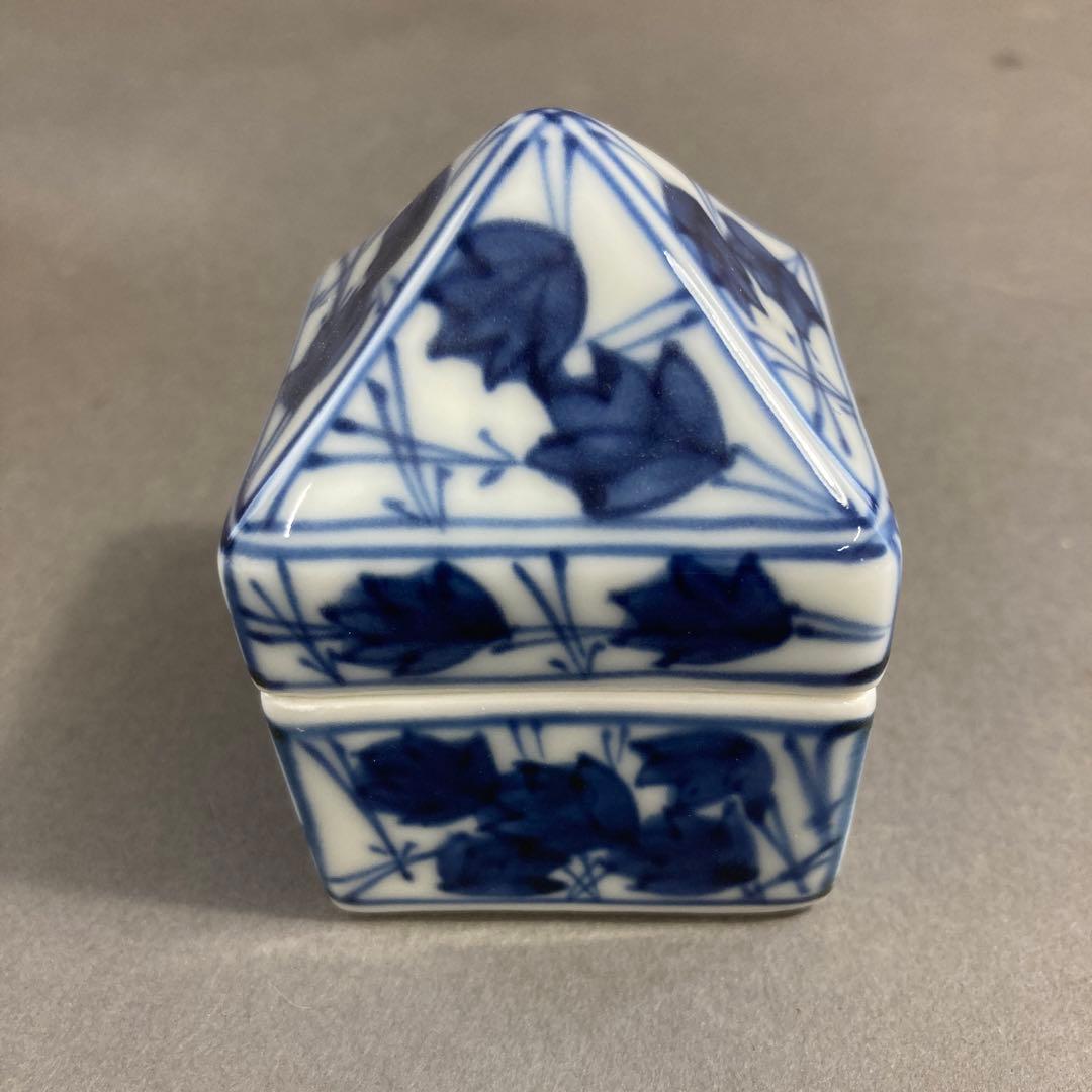 茶道具　香合　￼五山窯　染付　辻堂　香合　林淡幽　造　共箱　S116K