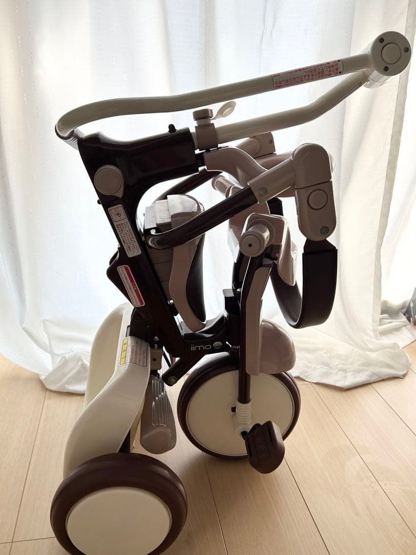 【美品】iimo 三輪車 折りたたみ コンフォートブラウン くすみピンク