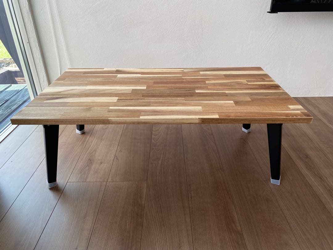 アカシア集成材　折りたたみ　テーブル　キャンプ ローテーブル900×500