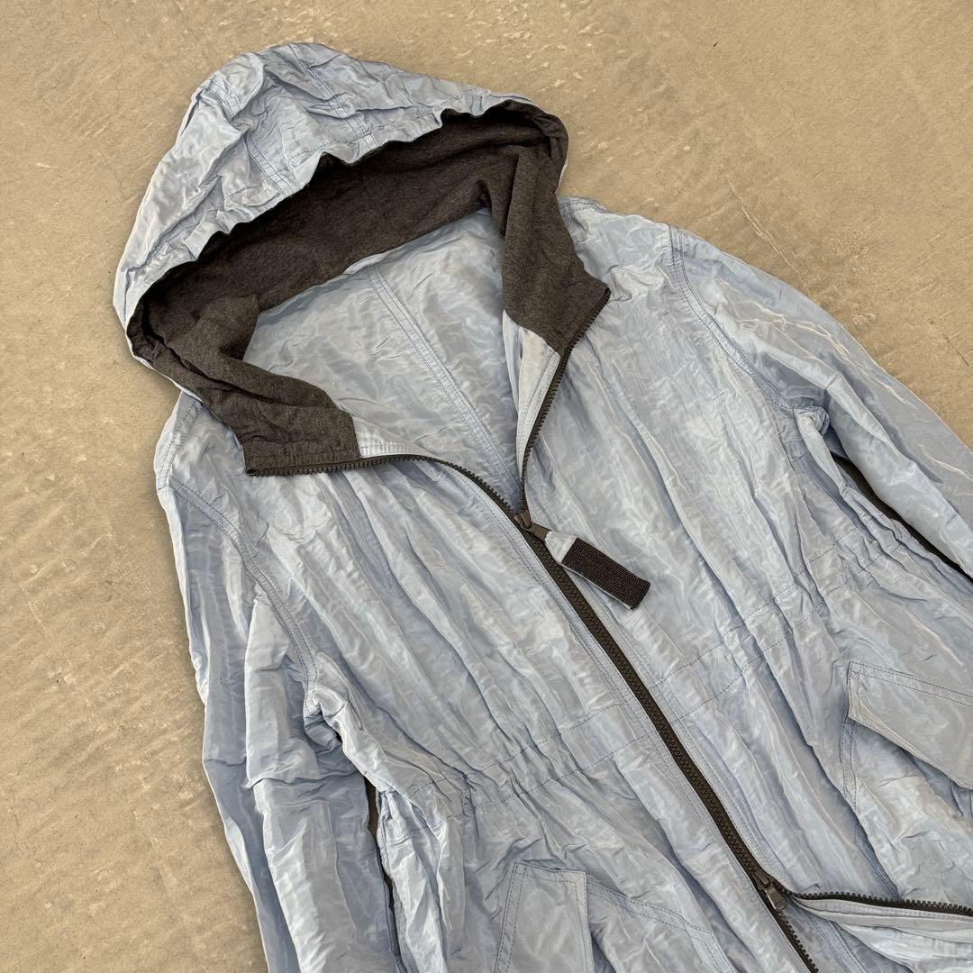 ブルネロクチネリ ポリ フーデット コート サックス 38 ナイロンコート