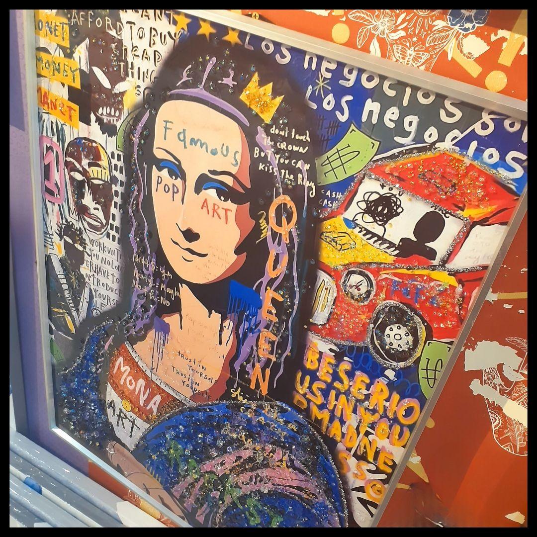 輸入雑貨　天然石　ダヴィンチ作『落書きモナリザ・クリスタルアート』　水晶・宝石絵