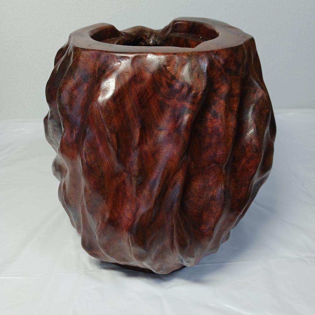 送料込み　屋久杉　虎杢の花器・つぼ(アンティーク)