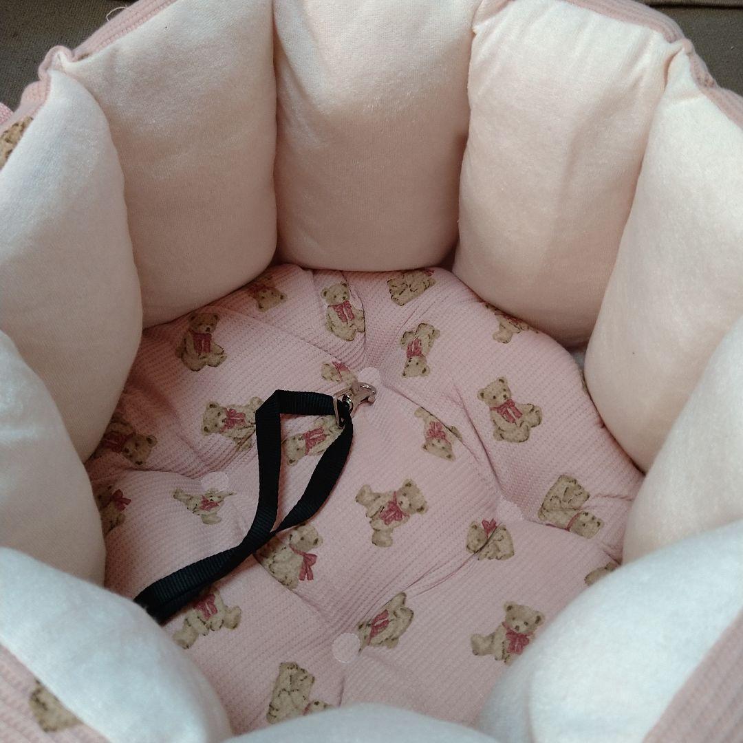 □くまプリントワッフル 2WAY ドライブバッグ ピンク 7kgまで2200