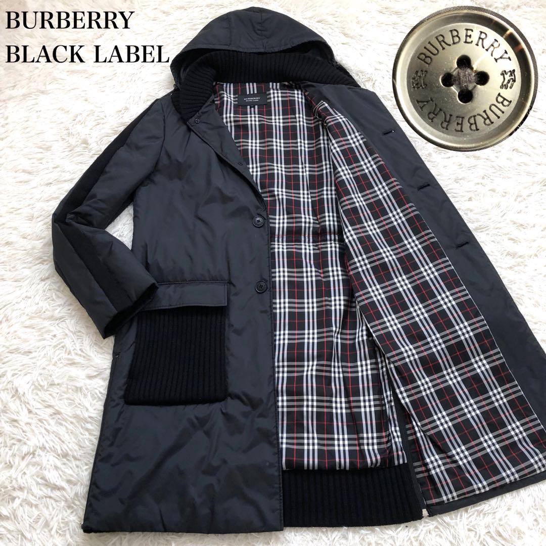 【入手困難】バーバリーブラックレーベル フーデッドコート 切替　ロゴボタン