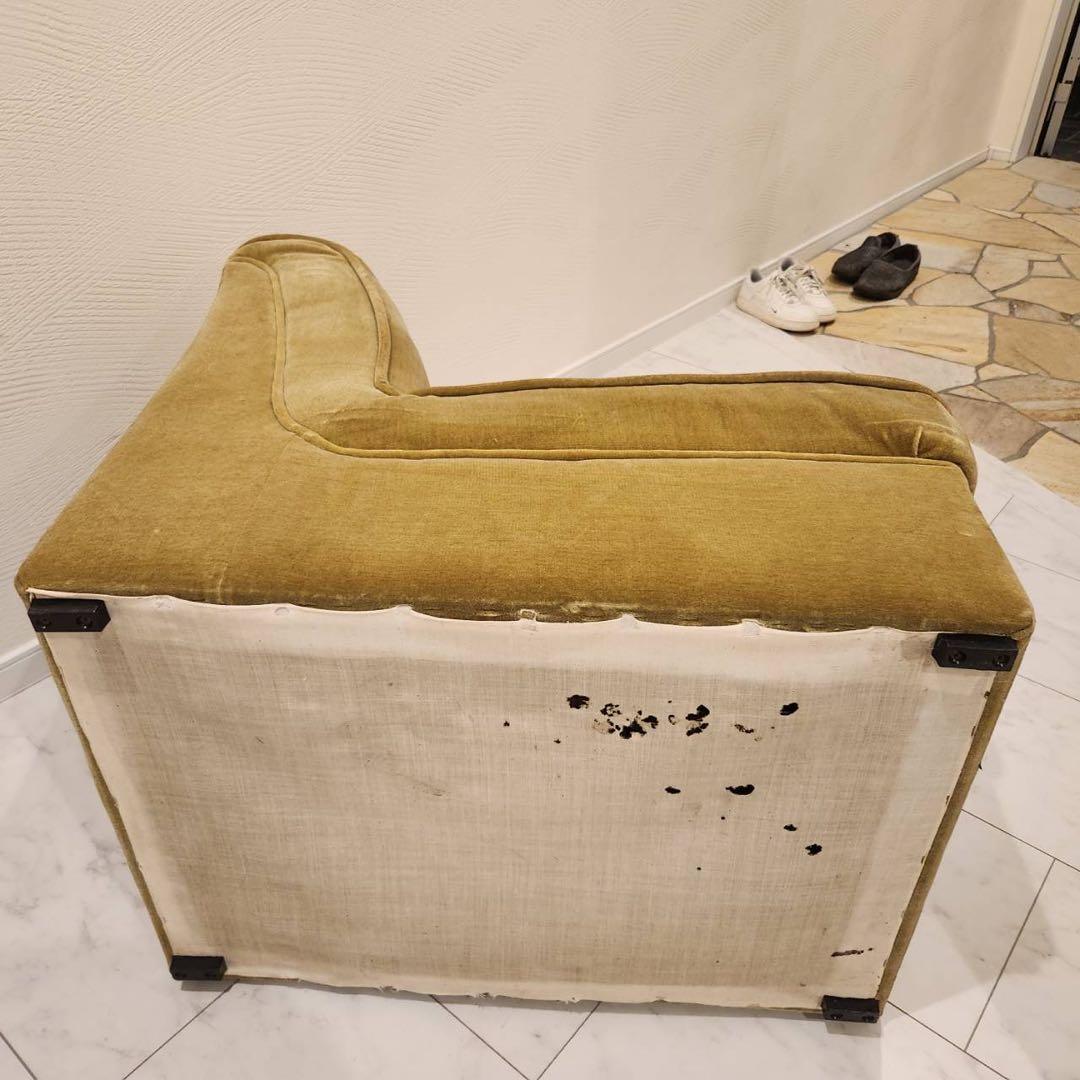 オールドカリモク　karimoku ストライプ　モケットアームレスシングルソファ