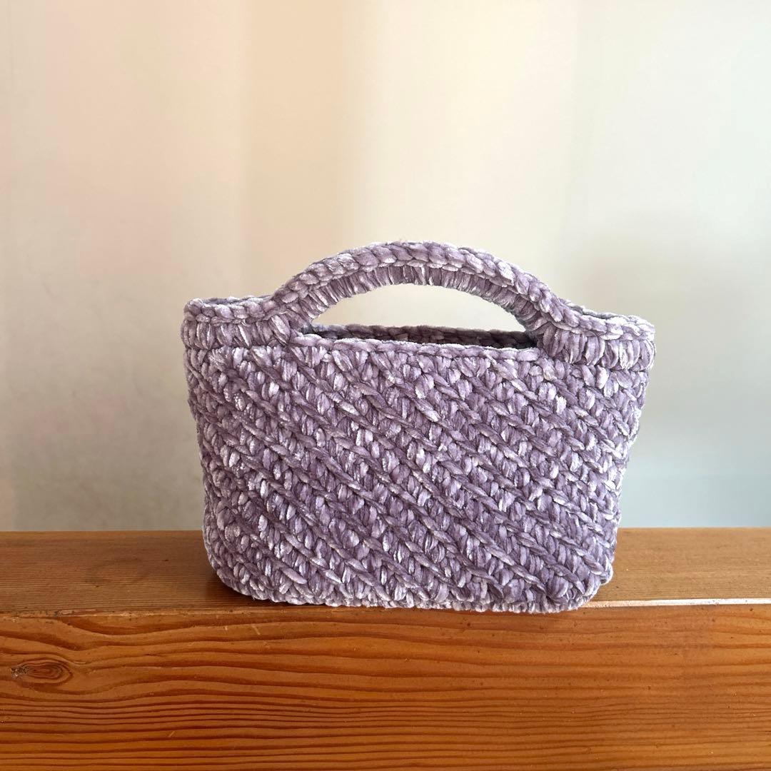 piko様♡ズパゲッティ マルシェバッグ　斜め模様　ベルベット