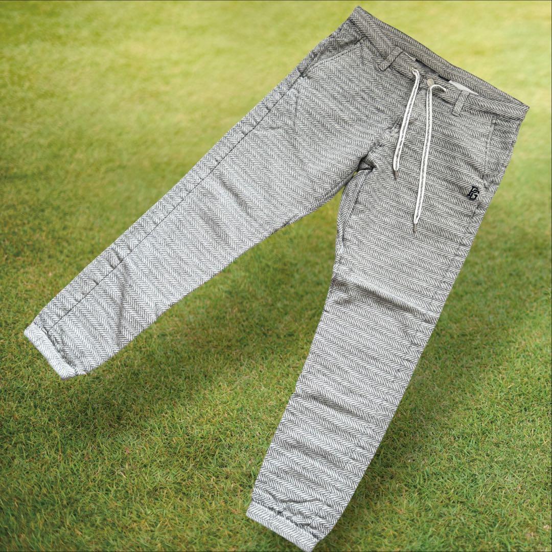 パーリーゲイツ　ジョガーパンツ　L〜XL相当　ウール素材　ツイード　グレー　5