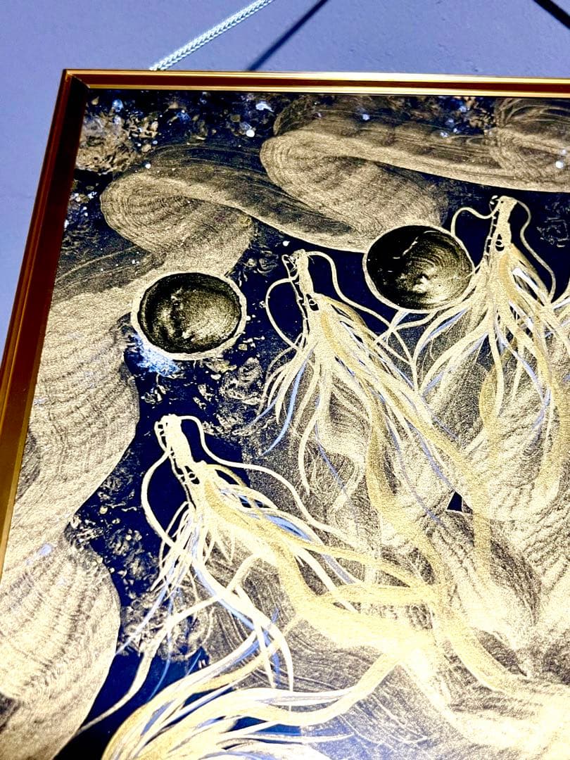 【九頭龍大権現】　開運　置物　龍神　アート　絵　一筆龍　ギベオン　イミラック隕石