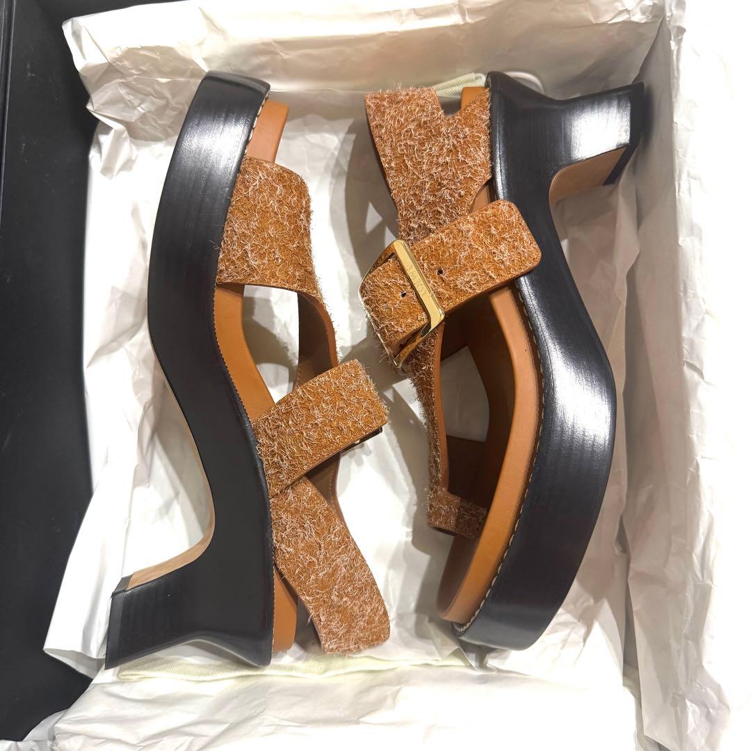 LOEWE ロエベ イーズ　スエードレザー　ヒールサンダル　ブラウン