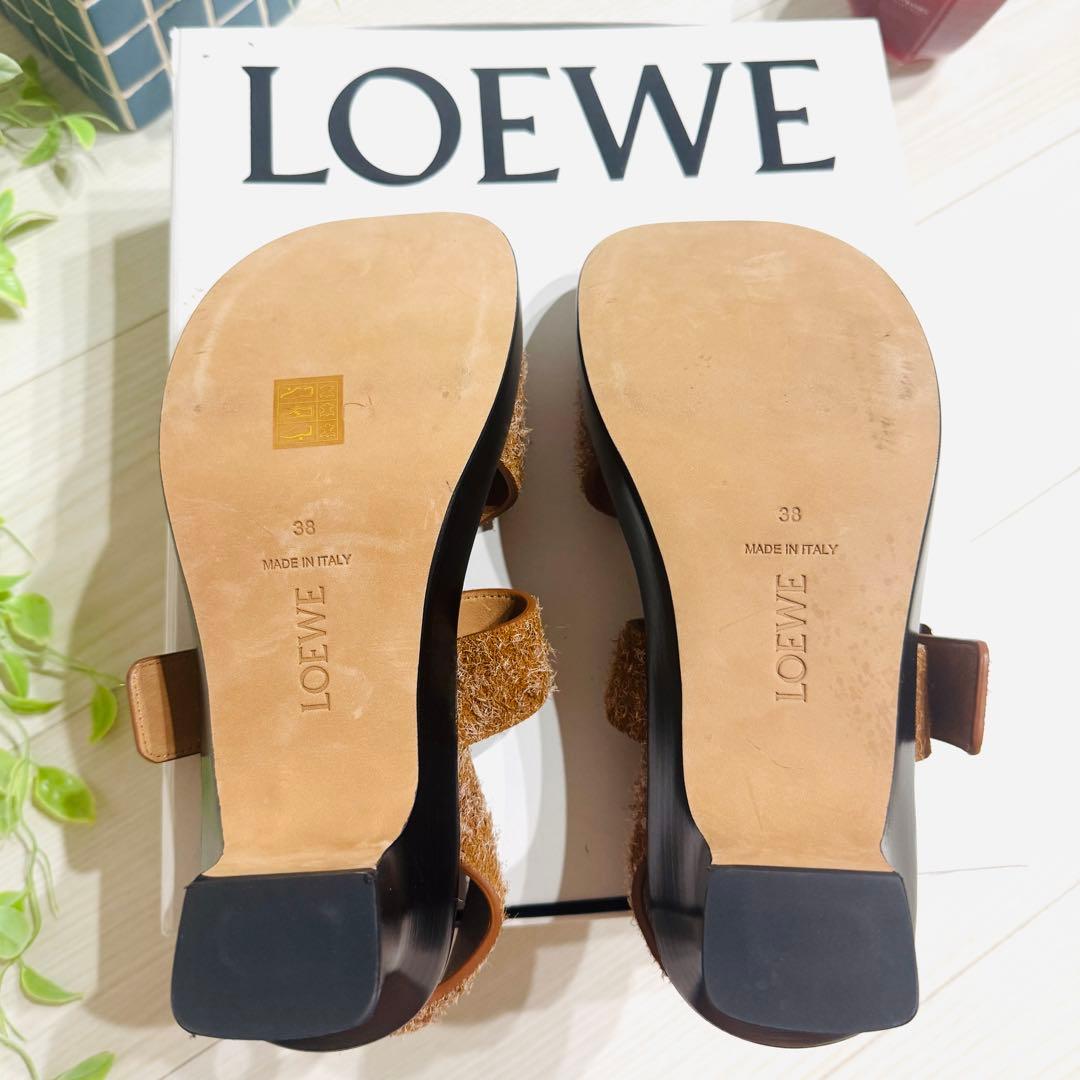 LOEWE ロエベ イーズ　スエードレザー　ヒールサンダル　ブラウン