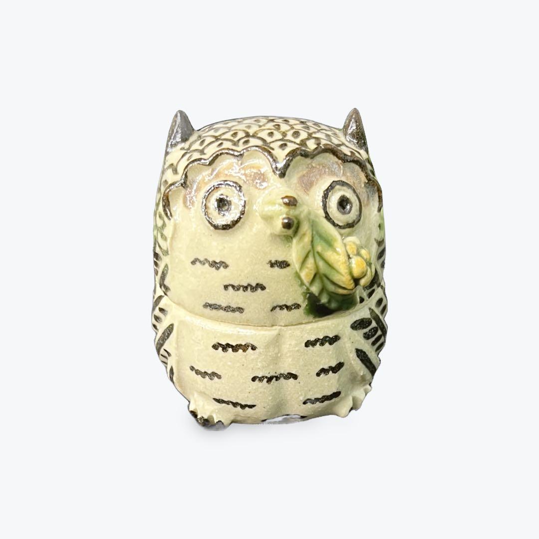 香合　美濃焼　みみずく　田中源彦　茶道具