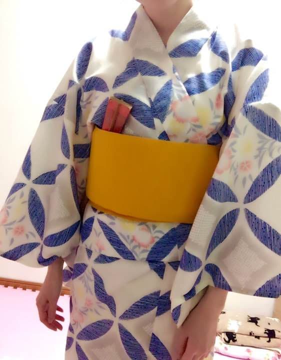 ふりふ 七宝に撫子 浴衣