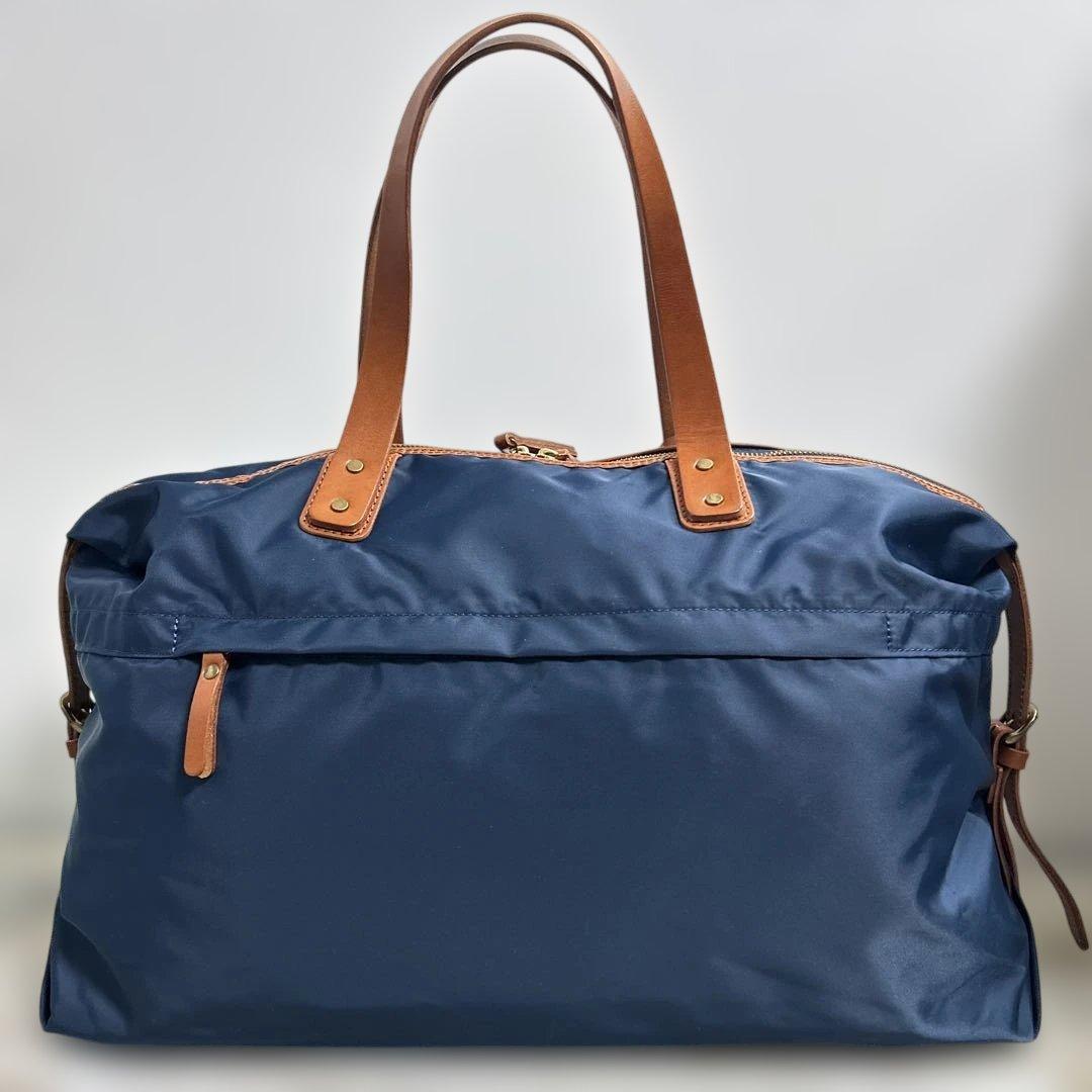 HALEINE アレンヌ　ボストンバッグ　ネイビー部分ヌメ革ユニセックス　美品