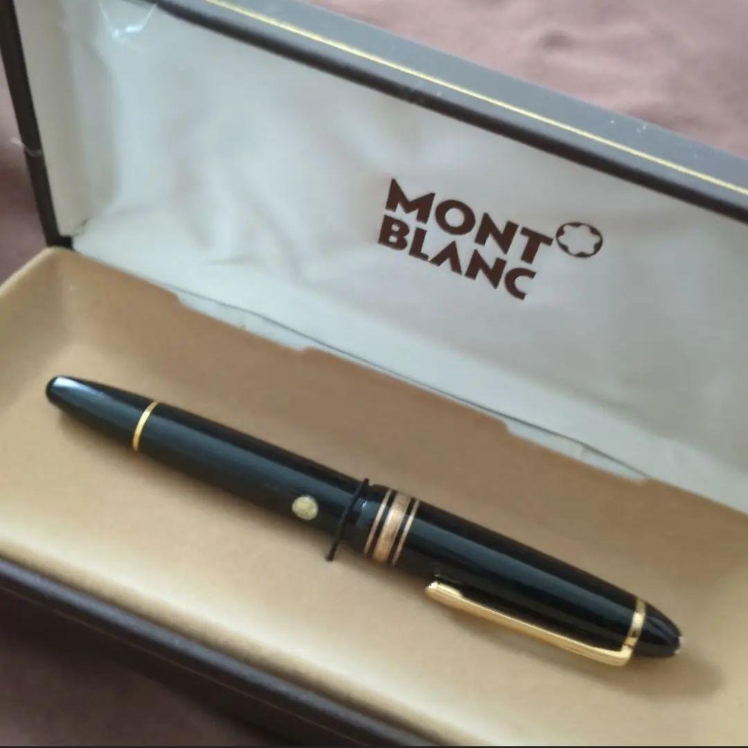144 希少 美品 MONT BLANC 万年筆 黒 細字 14K
