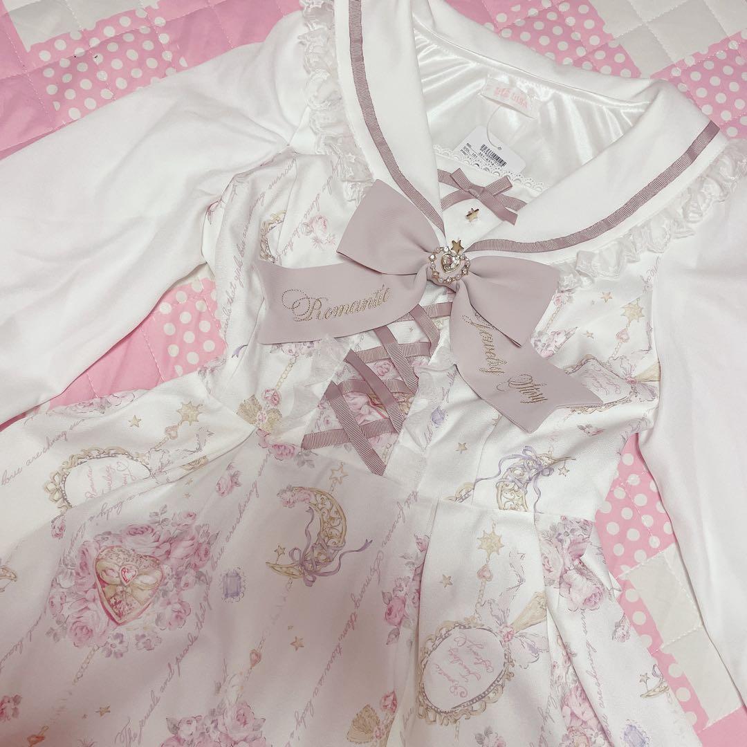 新品タグ付♡リズリサ♡ジュエリー柄セットアップ♡ホワイト♡