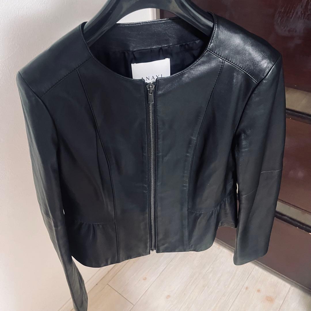 新品☆ ANAYI ラムレザー ぺプラムジャケット/セオリー、23区、ロペ