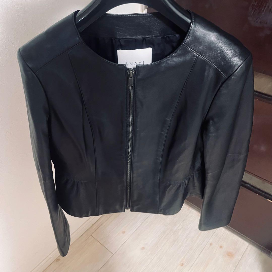新品☆ ANAYI ラムレザー ぺプラムジャケット/セオリー、23区、ロペ