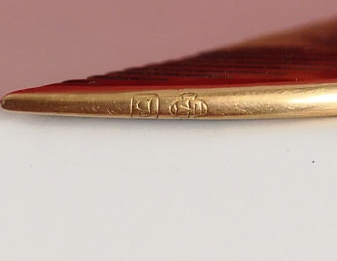 アンティーク 希少 櫛 K18 本鼈甲 18金 1920s ホールマーク 刻印