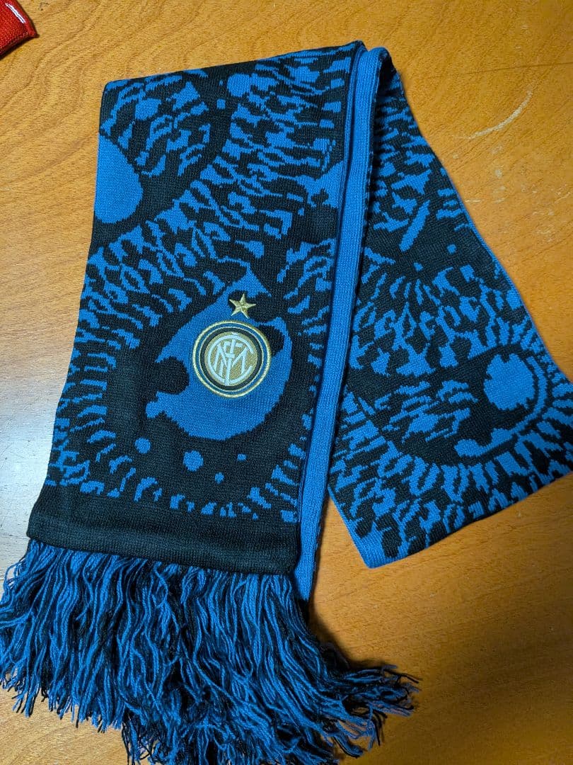 インテル ニットスカーフ 青黒