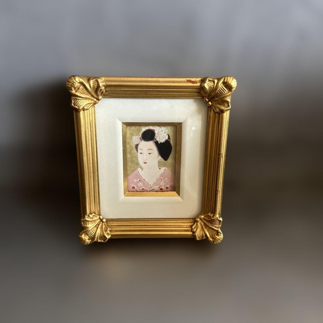 日本画 舞妓女性 金色フレーム