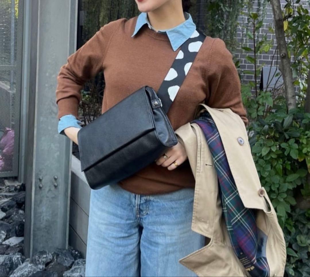 柄ワイドテープショルダーバッグ/ボディバッグ