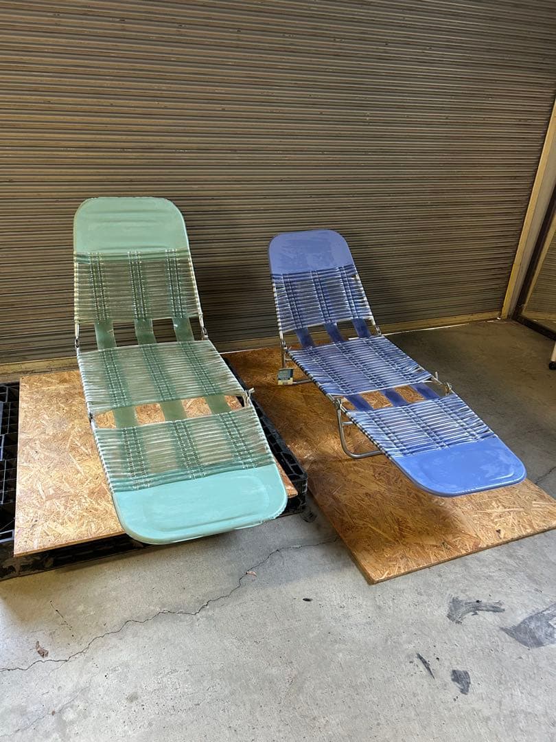 折りたたみ　ビーチチェア　ボンボンチェア　2点セット