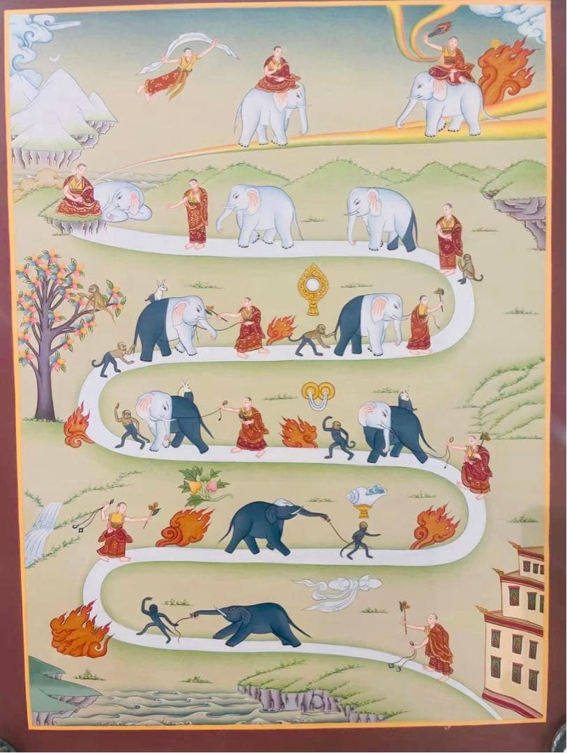 チベット手描き　ニルヴァーナ涅槃への道